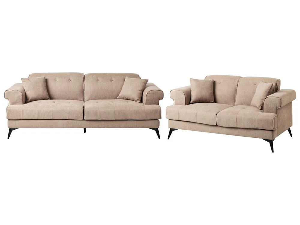 Conjunto de sala de estar SKIVE Tela Gris pardo 5 plazas - Sofás sillones puffs