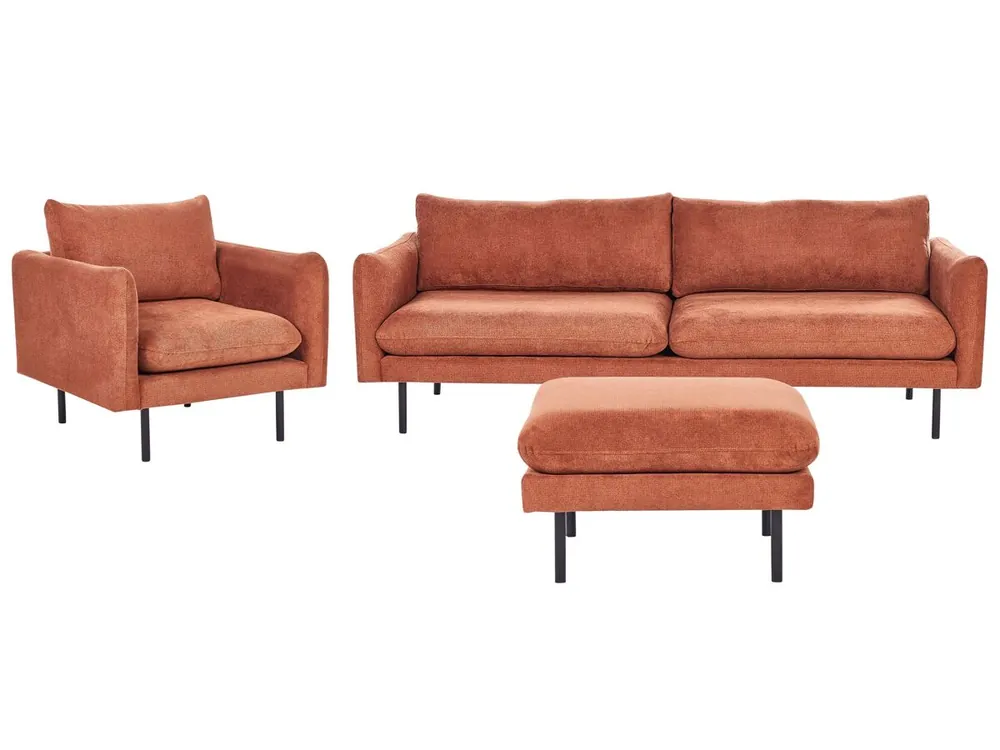 Conjunto de sala de estar VINTERBRO Chenilla Marrón dorado con otomana 5 plazas - Sofás sillones puffs