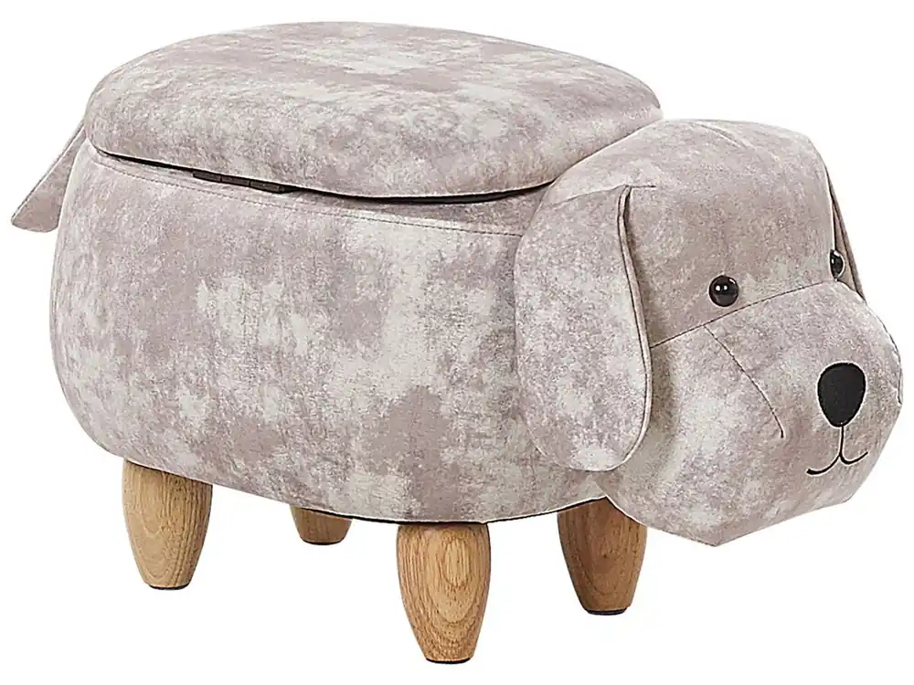 Puf animal con almacenaje DOGGY Terciopelo Beige - Bebé