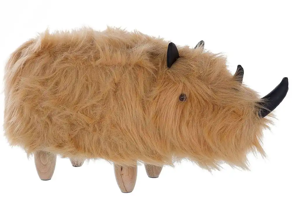 Puf animal WOOLLY Pelo sintético Arena - Bebé
