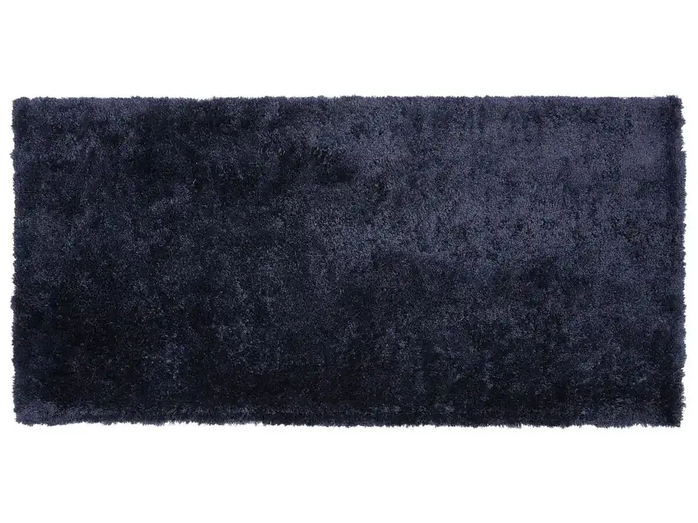 Alfombra de pelo largo EVREN Azul oscuro 80 x 150 cm - Textil