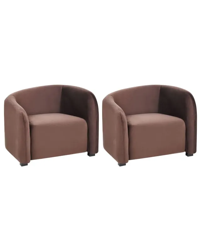 Conjunto de 2 sillones VELTADA Terciopelo Marrón oscuro - Sofás sillones puffs