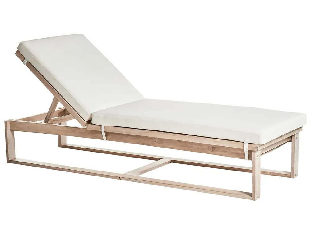 Tumbona con cojín AZZANELLO Madera de acacia Blanco crema - Jardín