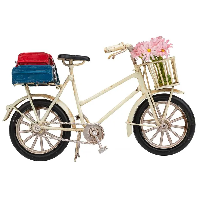 Bicicleta de metal en color marrón mide 16.5x6.5x9.5h cm - Decoración