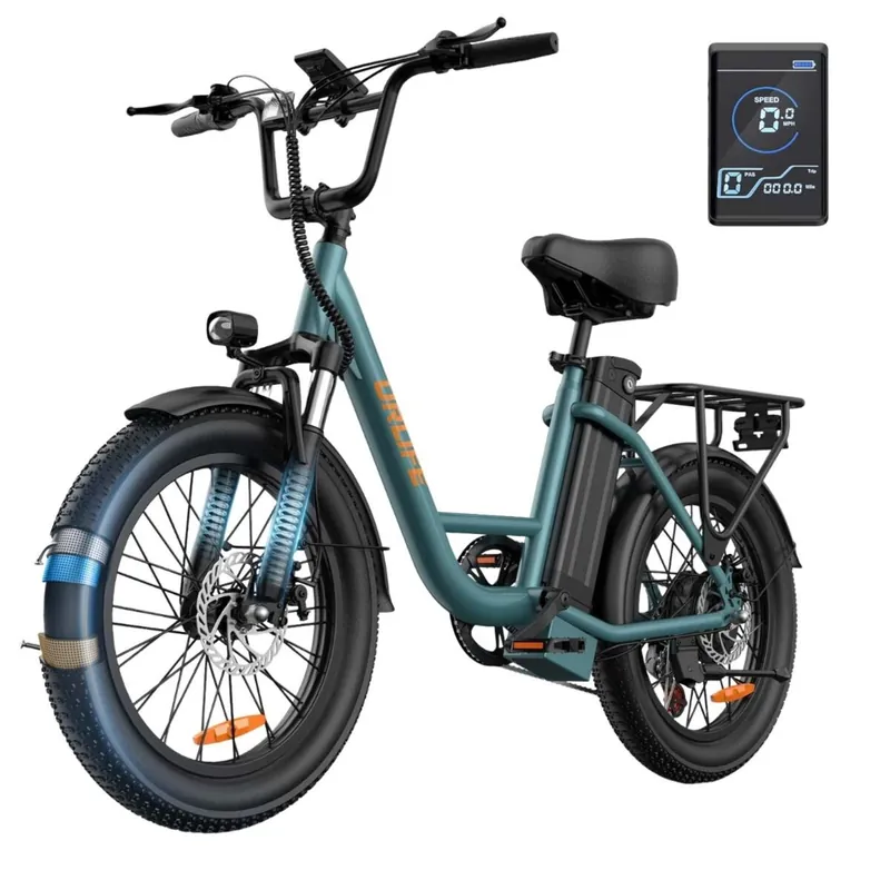 Bicicleta Eléctrica URLIFE E20 - Motor 250W Batería 48V 13Ah Neumáticos de 20 Frenos de Disco - Verde