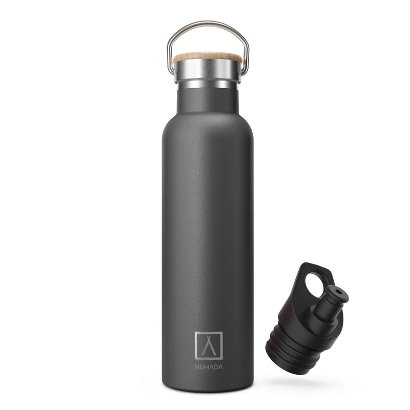 Botella Térmica Mibbot Numada Negro 600ml (Incluye 2 Tapones) - Cocina
