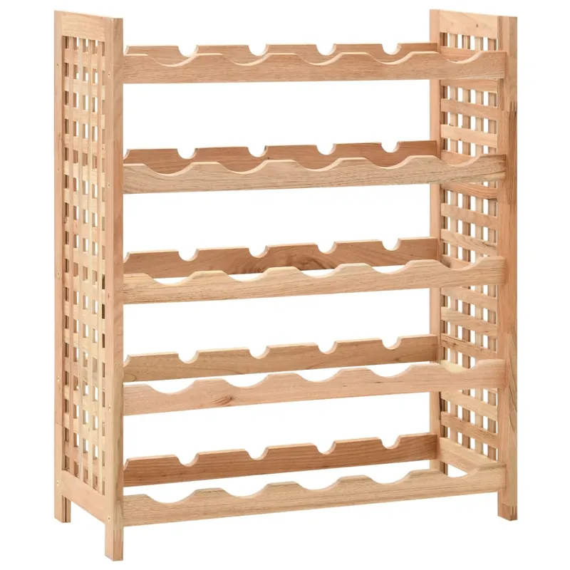 vidaXL Botellero para 25 botellas madera maciza de nogal 63x25x73 cm - Cocina