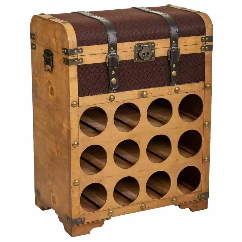 Botellero Alexandra House Living Marrón PVC Madera Metal Tela 28 x 59 x 45 cm Baúl - Cocina