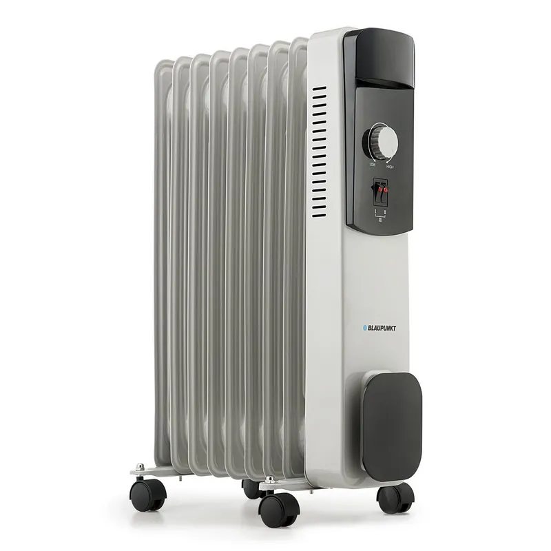 Blaupunkt BP1010 - Radiador Aceite con 9 Elementos Radiantes 2000w. Termostato Regulable, Termofusible De Seguridad, Piloto Luminoso Encendido, Ruedas Pivotantes. Color Blanco