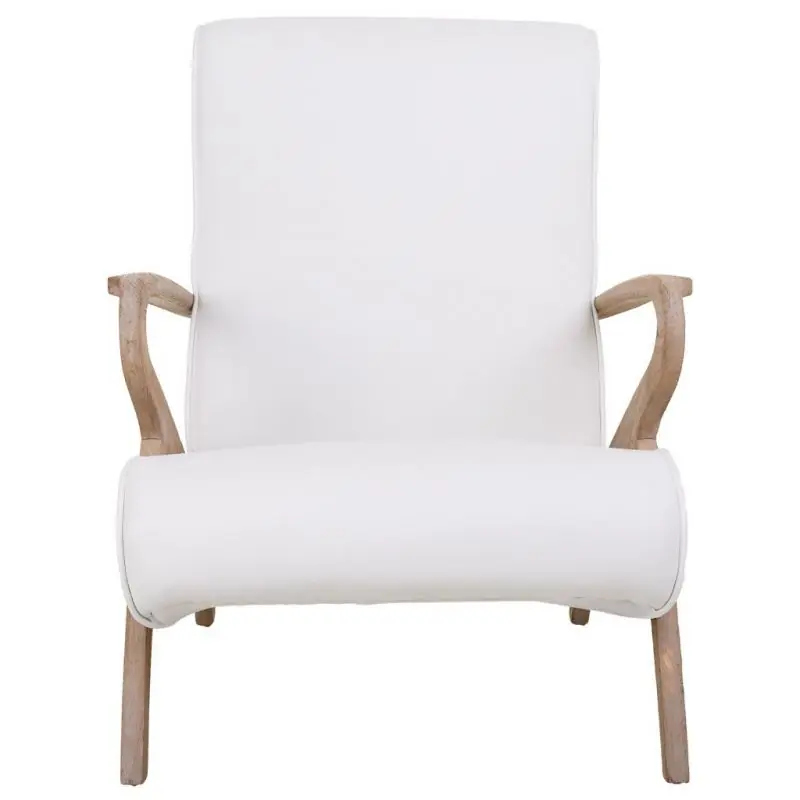 Butaca de madera tapizada polipiel blanca 57x55x33/85h cm - Sofás sillones puffs