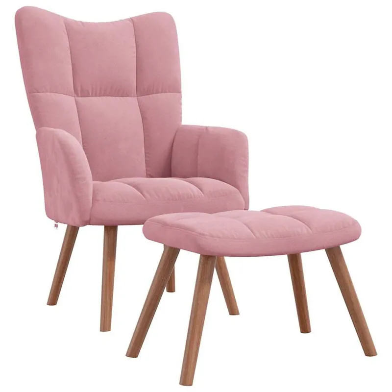 Butaca Harry asiento curvado + reposapiés gris claro - Sofás sillones puffs
