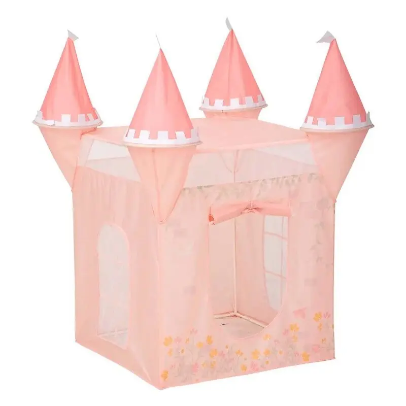 Cabaña de juego castillo poliéster rosa 130x78x78cm - Jardín