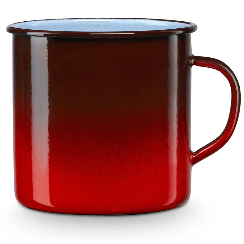 Briebe Ignea Taza Café Camping 10cm Pote Acero Esmaltado 0,75ml, Acampada Senderismo, Apta Fuego, Vintage, , Rojo - Cocina