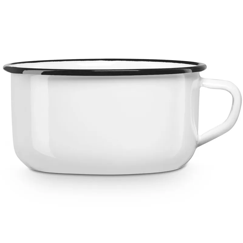 Briebe Vintage Taza Café Camping 12cm Pote Acero Esmaltado 0,65ml, Acampada Senderismo, Apta Fuego, Vintage, , Blanco - Cocina