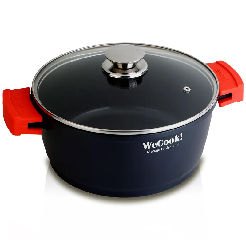 Wecook Ecostone Cazuela Alta Inducción Tapa Cristal 16cm, Antiadherente sin PFOA, Aluminio Fundido, 5mm, 8cm alto, , Negro - Cocina