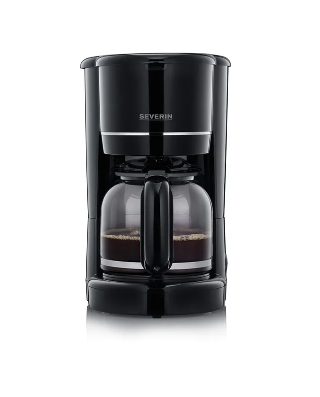 SEVERIN - Cafetera de goteo para 10 tazas, Cafetera de filtro / Cafetera americana con jarra de cristal antigoteo de 1,25, Con placa calefactora y desconexión automática, Negro, KA 4320