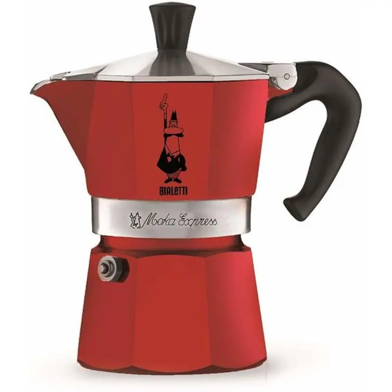 Cafetera Italiana Bialetti Moka Rojo 3 Tazas Metal Aluminio (3 Unidades) - Cocina