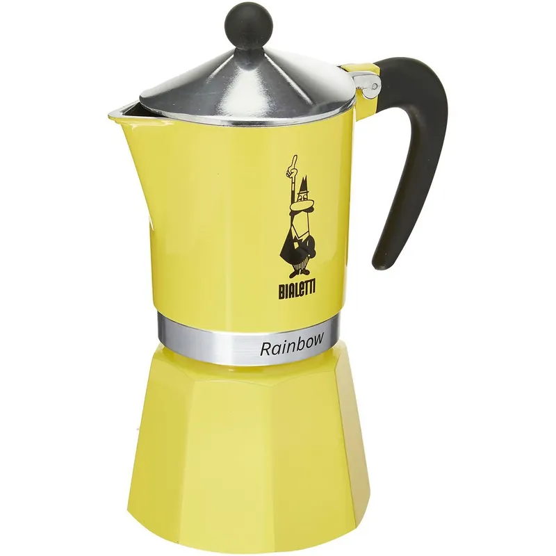 Cafetera Italiana Bialetti Rainbow Amarillo Metal Aluminio 300 ml 6 Tazas - Cocina