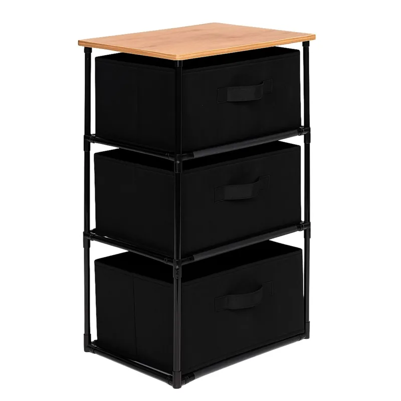Cajonera de Armario Auxiliar Interior Roda 3 Cajones Tela Roble Cambrian y Negro 40x68x30 cm - Muebles