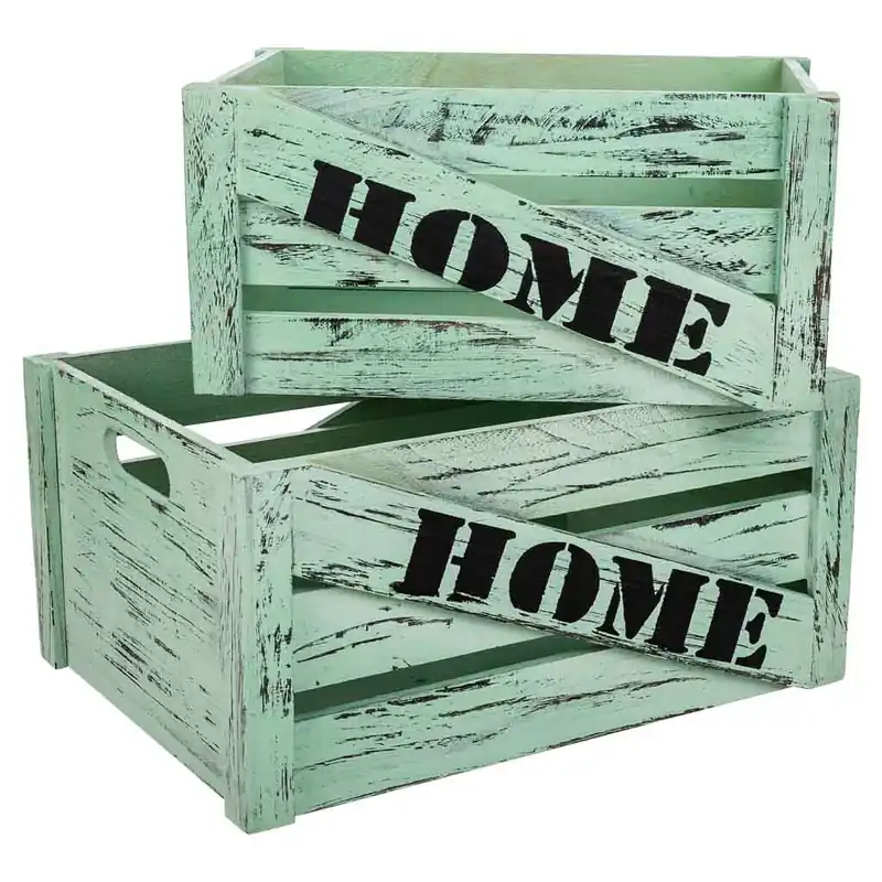 Cajones madera set 2 piezas 36x26x18 - Decoración