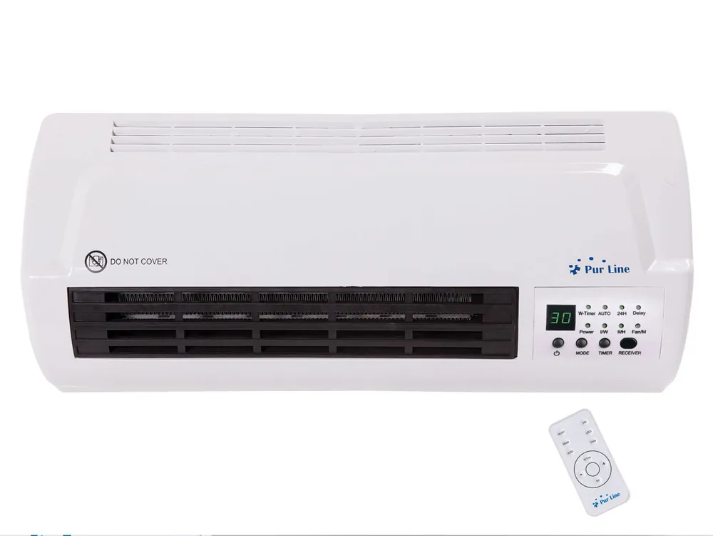 Calefactor cerámico de 2000W con display LED táctil con termostato. temporizador y 3 modos de funcionamiento. Diseño en color blanco de 45x11x18.5. con todo lo necesario para instalarse en la pared sin necesidad de obra. Ideal para 12m2. - Electrodomésticos