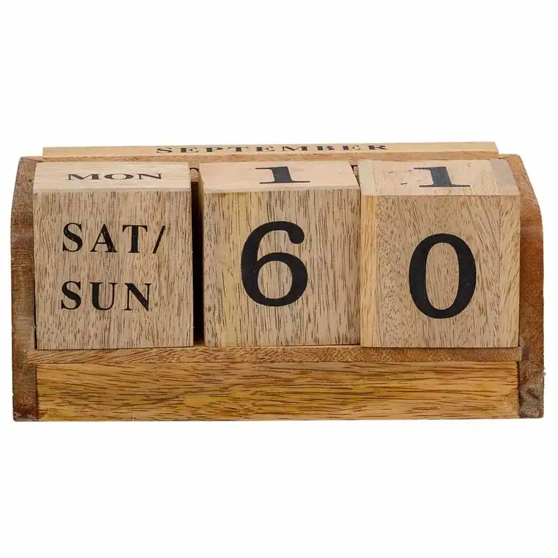 Calendario tarjetero de madera marrón 19x10x11 - Decoración