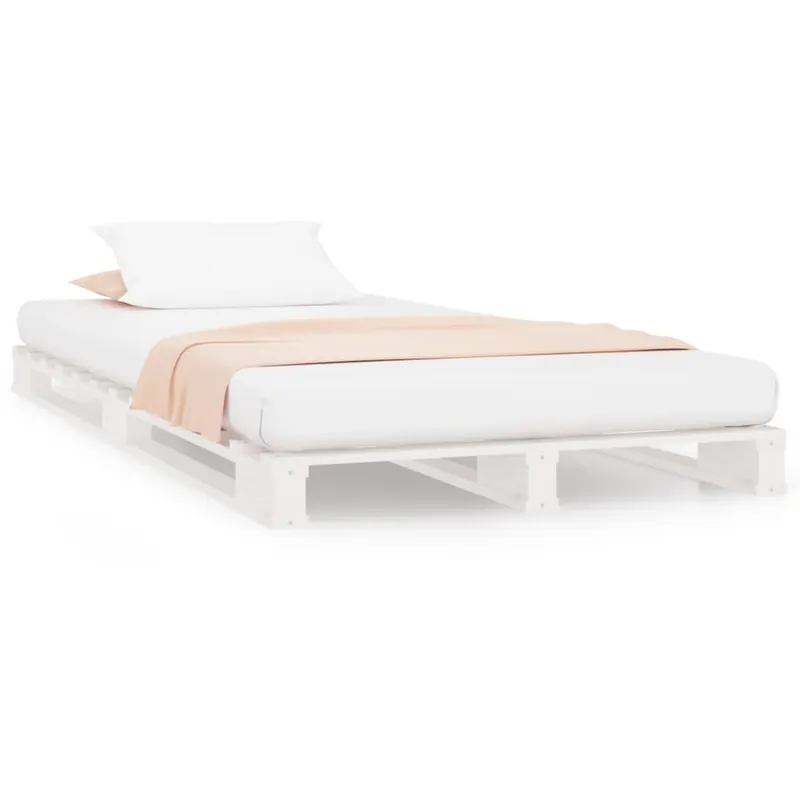 Cama de palets madera maciza de pino blanca 100x200 cm - Descanso