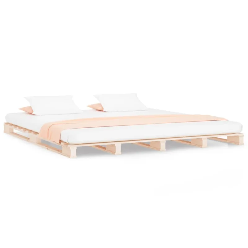 Cama de palets de madera maciza de pino blanca 200x200 cm - Descanso