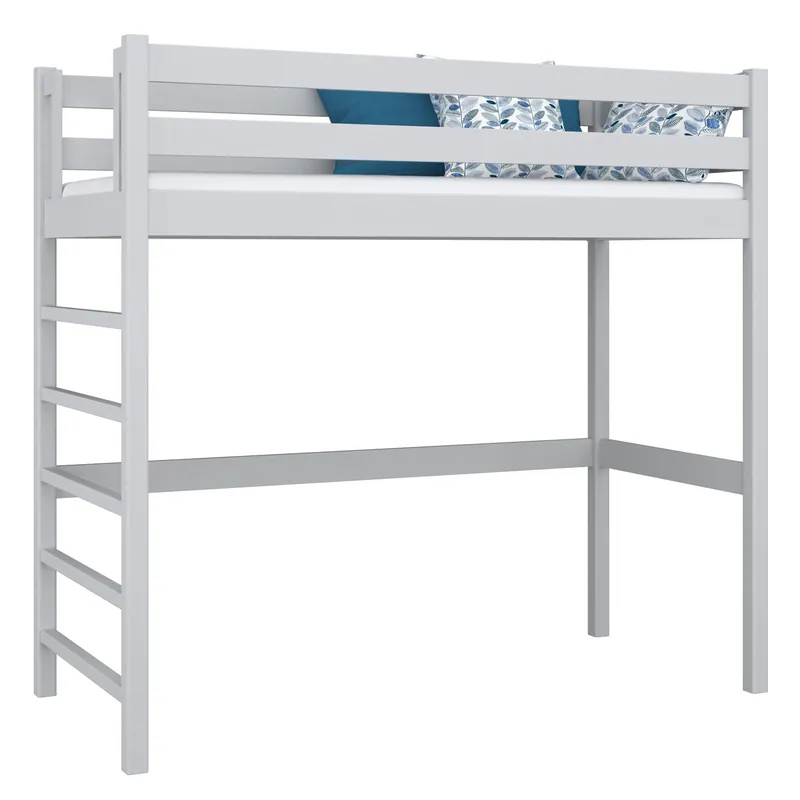 Cama alta de madera N01 gris - Descanso