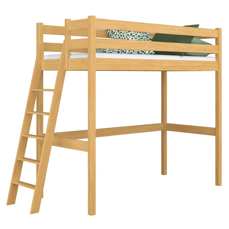 Cama alta de madera N02 pino natural - Descanso