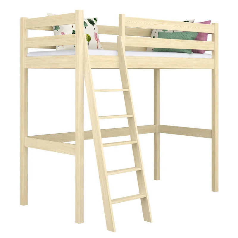 Cama alta de madera N03 pino incoloro - Descanso