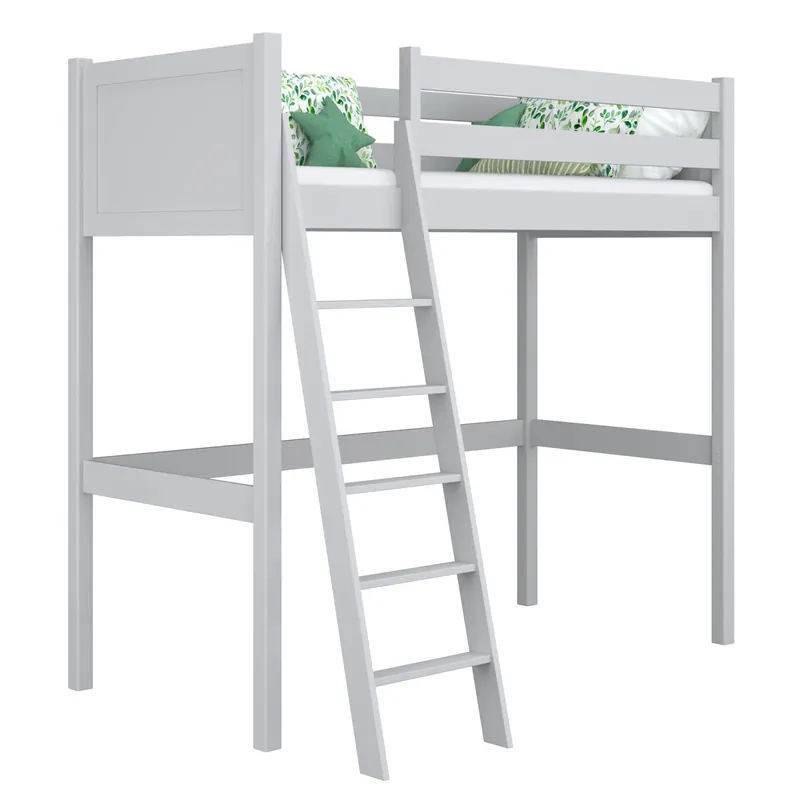 Cama alta de madera N04 gris - Descanso
