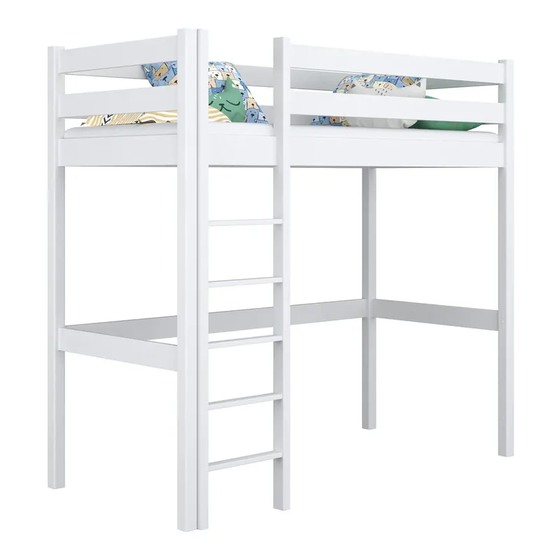 Cama alta de madera N05 blanco - Descanso