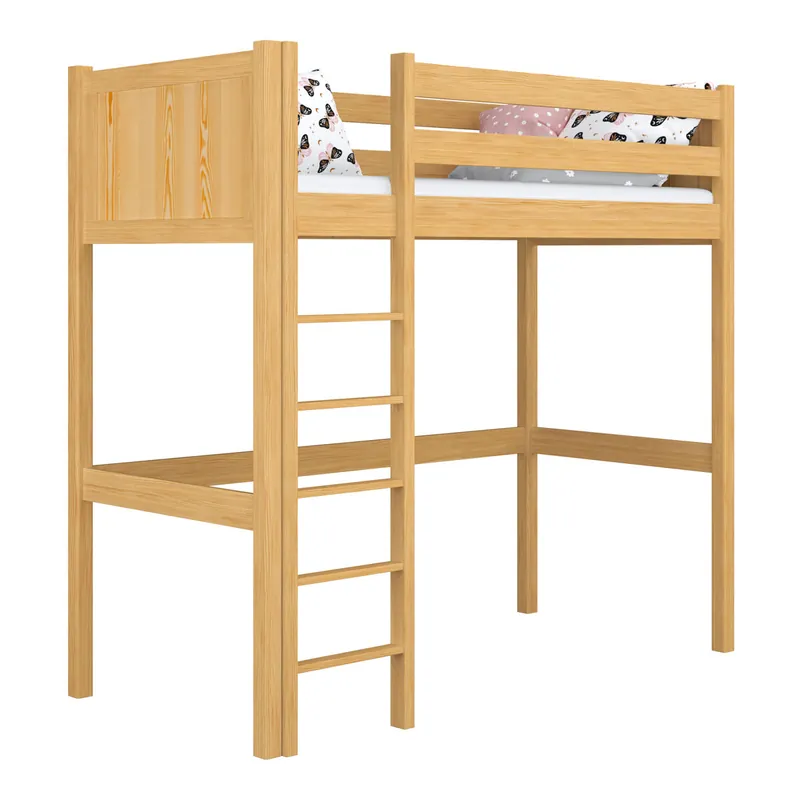 Cama alta de madera N06 pino natural - Descanso