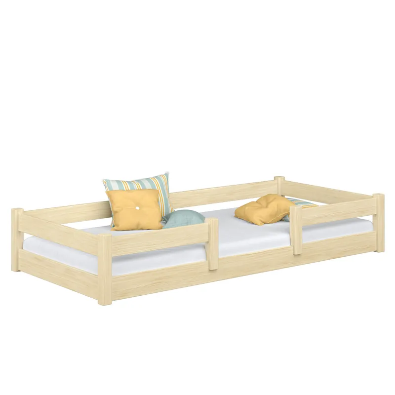 Cama baja de madera N01 pino incoloro - Descanso
