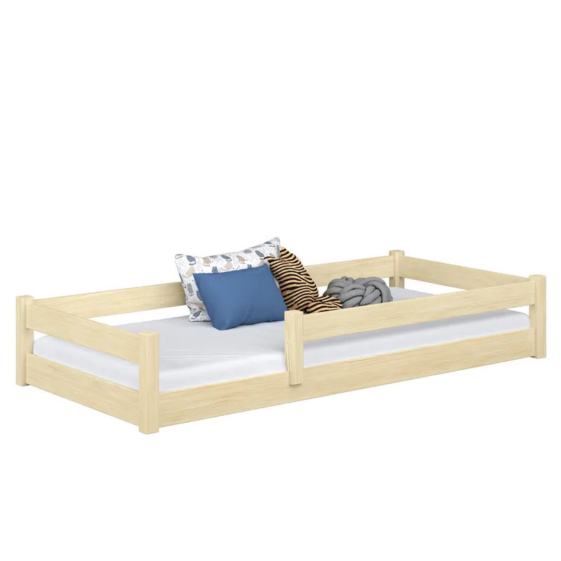 Cama baja de madera N02 pino incoloro - Descanso