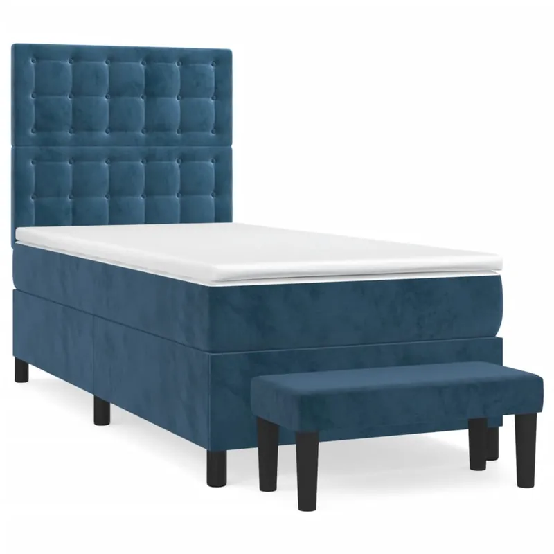 Cama box spring con colchón terciopelo rosa 100x200 cm Botones - Descanso