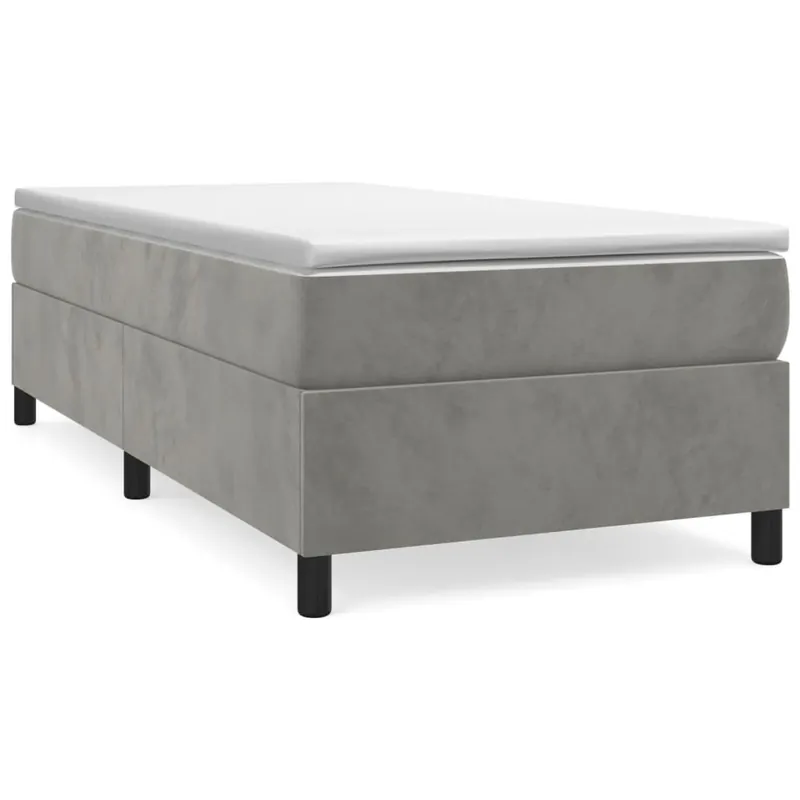 Cama box spring con colchón terciopelo gris claro 100x200 cm - Descanso