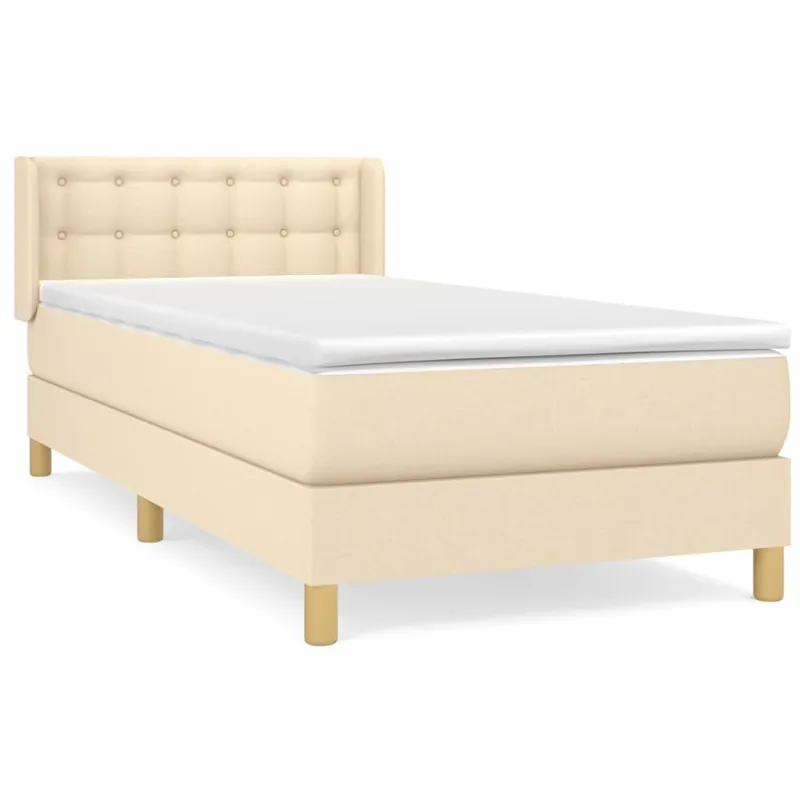 Cama box spring con colchón tela gris claro 100x200 cm Botones - Descanso