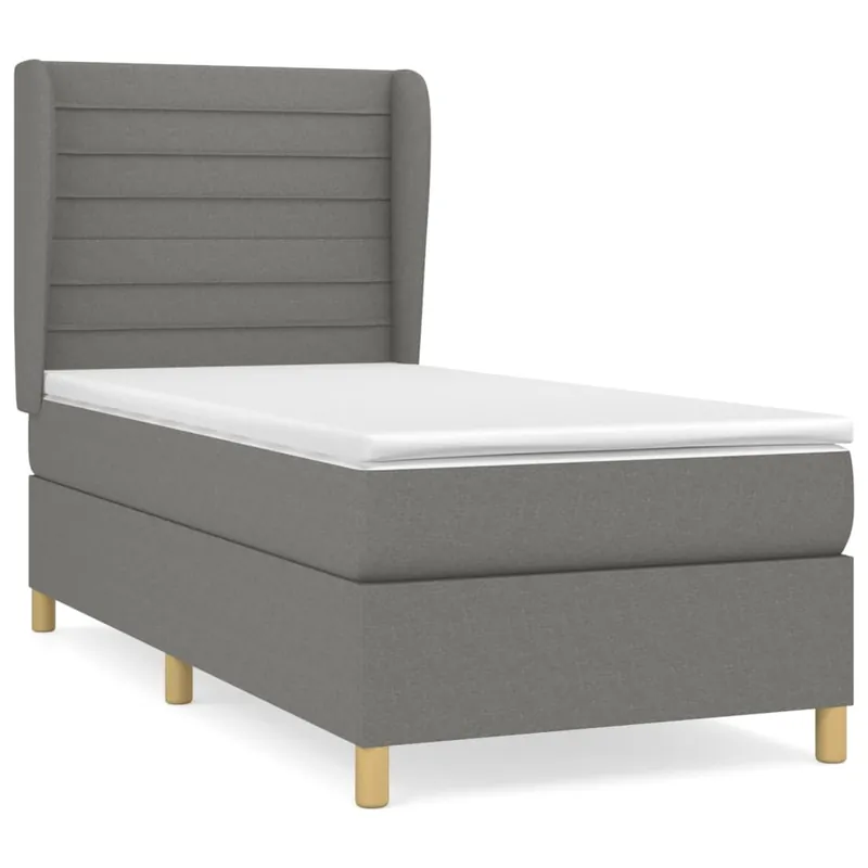 Cama box spring con colchón tela gris claro 100x200 cm Rayas horizontales - Descanso