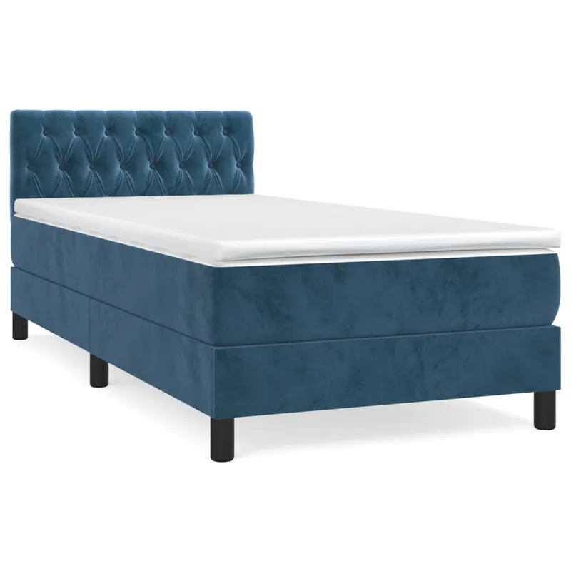 Cama box spring con colchón terciopelo gris oscuro 100x200 cm Diseño de botones - Descanso