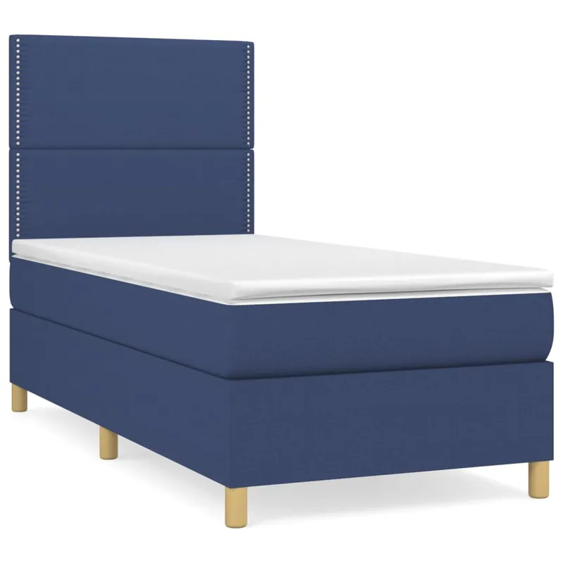 Cama box spring con colchón tela gris claro 100x200 cm Liso con clavos - Descanso