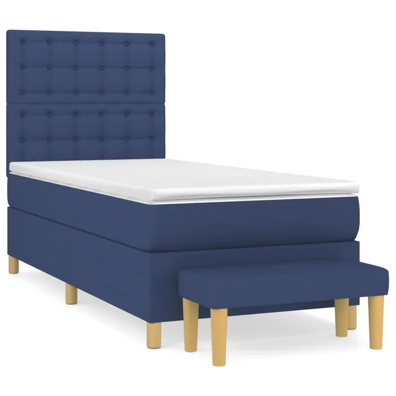 Cama box spring con colchón tela negro 100x200 cm Botones - Descanso