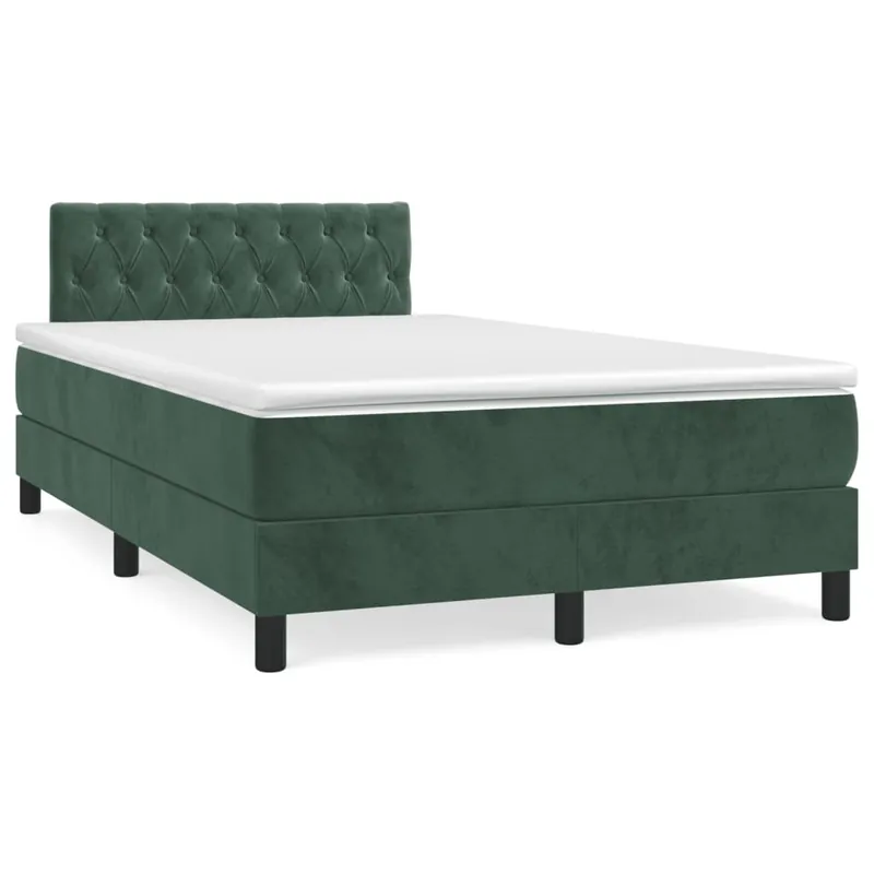 Cama box spring con colchón terciopelo gris oscuro 120x200 cm Diseño de botones - Descanso