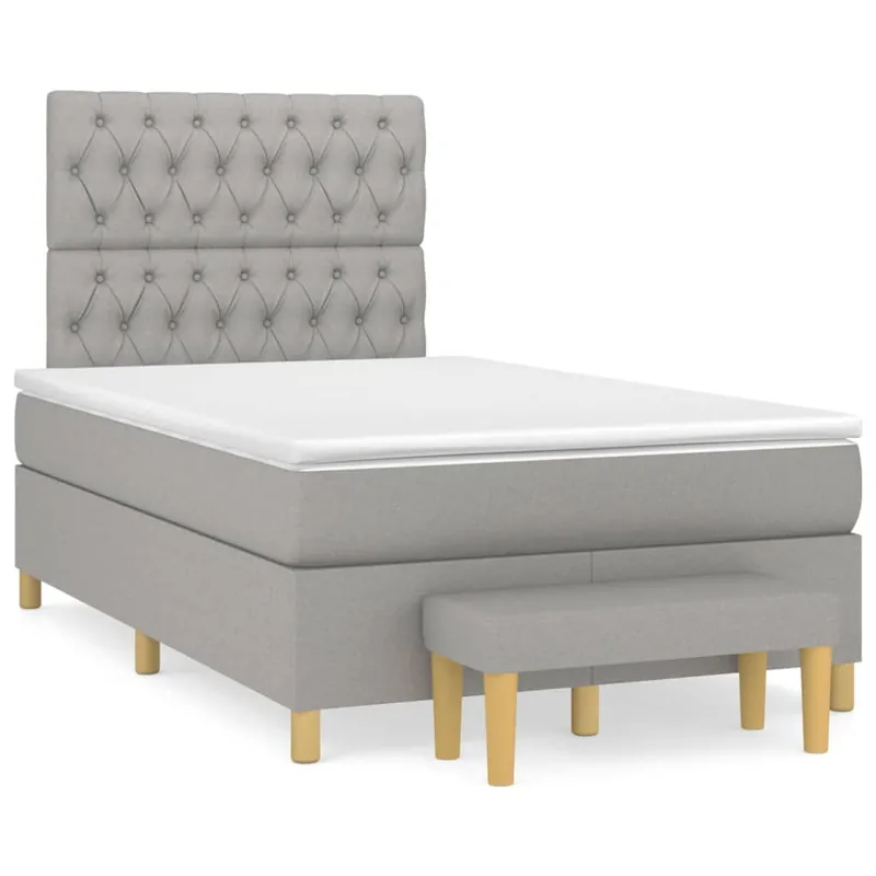 Cama box spring con colchón tela gris oscuro 120x200 cm Diseño de botones - Descanso