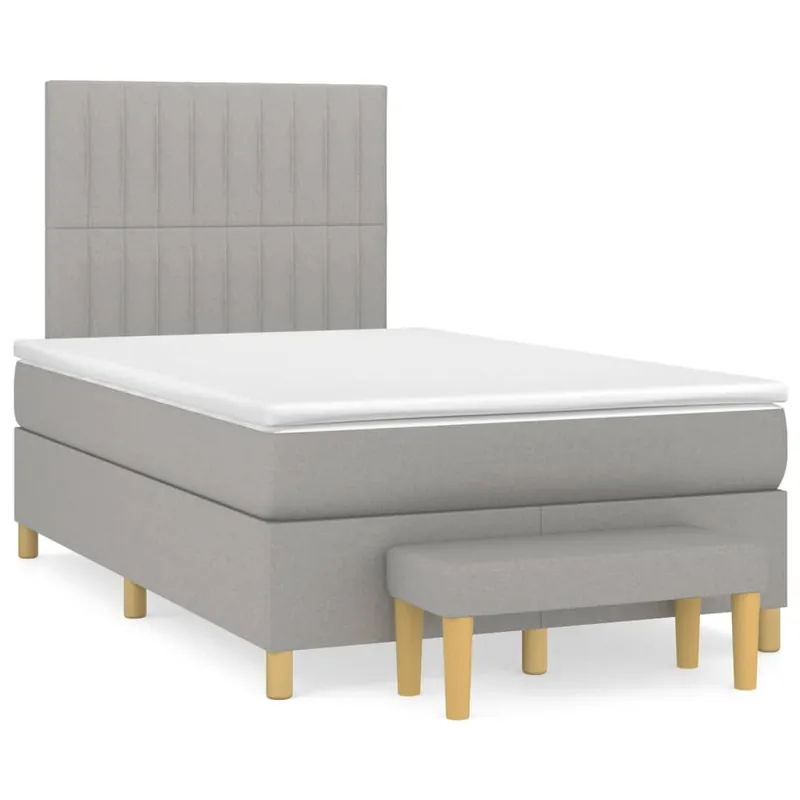 Cama box spring con colchón tela gris oscuro 120x200 cm Rayas verticales - Descanso
