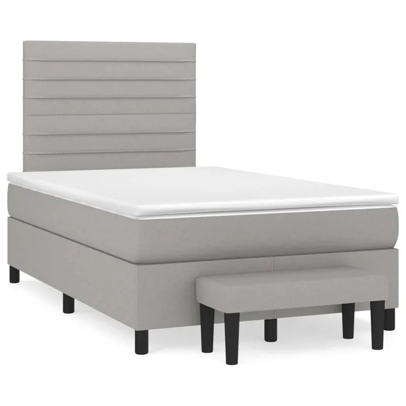 Cama box spring con colchón tela gris claro 120x200 cm Rayas horizontales - Descanso