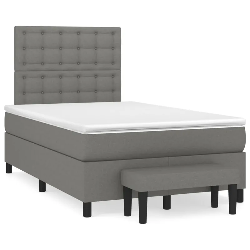 Cama box spring con colchón tela gris claro 120x200 cm Botones - Descanso