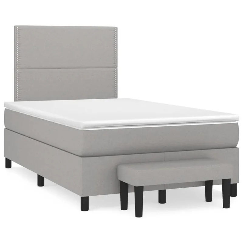 Cama box spring con colchón tela gris oscuro 120x200 cm Liso con clavos - Descanso