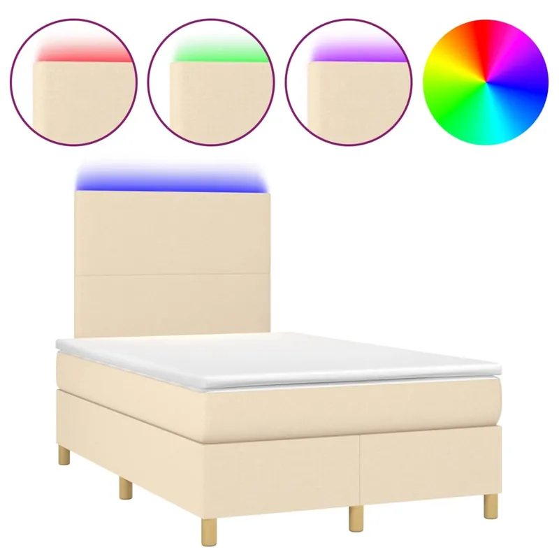 Cama box spring con colchón y LED tela gris oscuro 120x200 cm Diseño plano - Descanso
